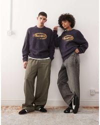 Reclaimed Vintage - Boxy Crew Neck Brushed Knitted Jumper With Logo - Lyst