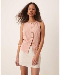 ASOS - Linen Look Button Front Waistcoat - Lyst