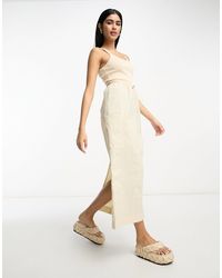ASOS - 2 In 1 Ribbed Scoop Neck Tank Top With Cargo Midi Dress With Skirt In Camel - Lyst