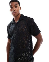 Brave Soul - Geometric Crochet Short Sleeve Shirt - Lyst