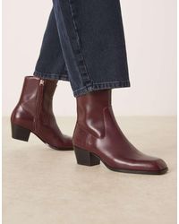 Mango - Square Toe Heeled Ankle Boot - Lyst