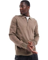 SELECTED - Polo en coton à col zippé et manches longues - Lyst