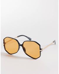 ASOS - Skinny Frame Angular 70's Sunglasses With Lenses - Lyst