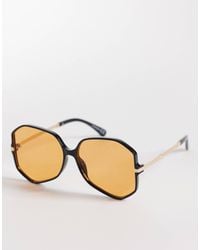 ASOS - Skinny Frame Angular 70's Sunglasses With Lenses - Lyst