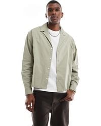 ASOS - Boxy Oversized Poplin Shirt With Deep Revere - Lyst
