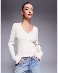 ASOS - Neat Fit Cardigan With Frilled Hems - Lyst