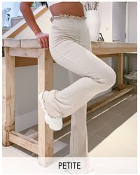 Missguided Wijduitlopende Broek Met Gekrulde Rand - Naturel