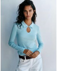 Pull&Bear - Langarm-polohemd mit cut-out - Lyst