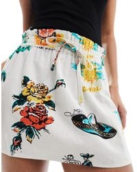 ASOS - Linen Look Tie Waist Mini Skirt - Lyst
