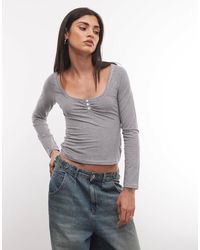Collusion - Long Sleeve Fitted Ruched Front Top - Lyst