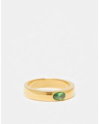 ASOS - Anillo De Banda Con Piedra Semipreciosa Sintética De Acero Inoxidable De - Lyst