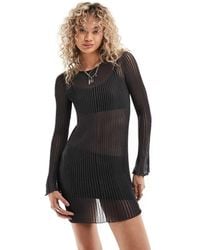 Weekday - Eleana Knitted Sheer Rib Mini Dress - Lyst