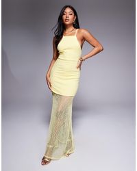 ASOS - High Neck Peplum Maxi Dress With Bodice And Sheer Skirt - Lyst