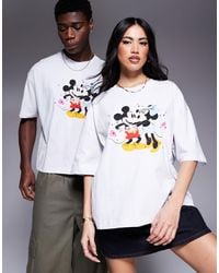 ASOS - Disney - t-shirt coupe carrée oversize avec imprimés mickey et minnie mouse à cœurs - Lyst