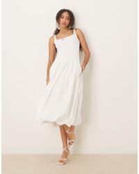 Abercrombie & Fitch - Drop Waist Bubble Midi Dress - Lyst