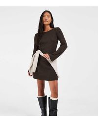 Only Petite - Boatneck Knitted Mini Skater Dress - Lyst