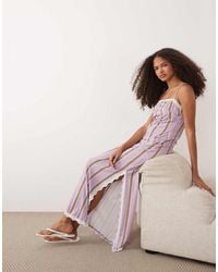 ASOS - Cami Square Neck With Lace Detail And Side Split Midi Dress - Lyst