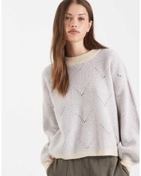 Pieces - Jersey Azul Claro Y Crema Con Diseño En Contraste De Punto Texturizado De -Morado - Lyst