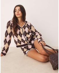 Miss Selfridge - Argyle Vest Met Kanten Rand, Deel Van Co-Ord Set - Lyst