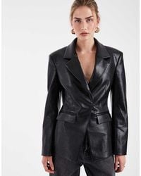 ASOS - Tailored Croc Faux Leather Blazer - Lyst