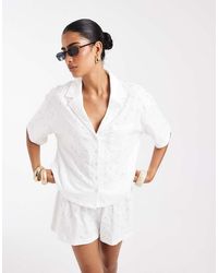 ASOS - Jersey Broderie Collared Button Down Shirt - Lyst