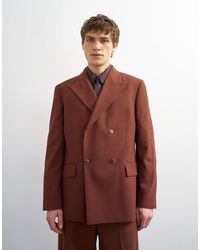 TOPMAN - Relaxed Double Breasted Wool Touch Suit Jacket - Lyst