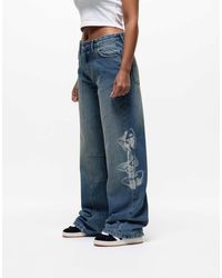 Good For Nothing - Jeans Met Wijde Pijpen En Gestempelde Vlinderprint - Lyst