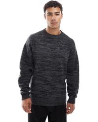 Jack & Jones - Pull oversize en maille duveteuse - gris/noir - Lyst