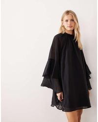 Aware - Flared Sleeve High Neck Mini Dress - Lyst