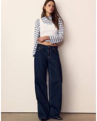 Stradivarius - T-Shirt Oversize A Maniche Lunghe Blu Reale A Righe - Lyst