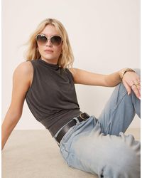 ASOS - – ärmelloses blouson-oberteil aus em cupro mit stehkragen - Lyst