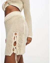 ASOS - Knitted Co-ord Crochet Mini Skirt - Lyst