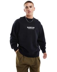 Barbour - Sudadera Negra Con Cuello Redondo Formula Os De - Lyst