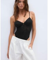 Stradivarius - Bodysuit With Lace Straps - Lyst