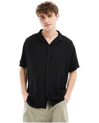Reclaimed (vintage) - Camisa negra con cuello - Lyst