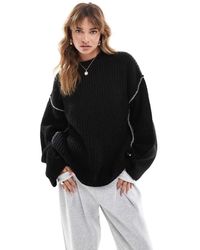 ASOS - Trui Met Ronde Hals En Festonsteek - Lyst