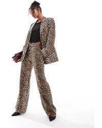 Y.A.S - Y.a.s - pantalon d'ensemble évasé à taille haute et imprimé léopard - Lyst