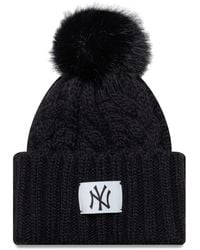 KTZ - Womens Ny Yankees Cable Knit Pom Wide Cuff Beanie - Lyst