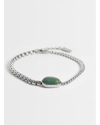 ASOS - Waterproof Stainless Steel Semi-precious Moss Agate Half And Half Chain Bracelet - Lyst