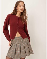 Gina Tricot - Cárdigan Rojo Burdeos Oscuro Con Detalle Moldeado De Punto Compacto De - Lyst