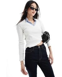 Stradivarius - Gelaagde Trui Met Kraagdetail En V-Hals - Lyst