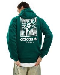 adidas Originals - Sudadera verde con capucha y estampado gráfico en la espalda tennis - Lyst