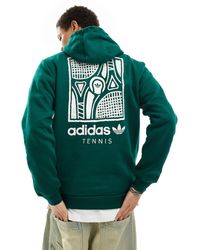 adidas Originals - Felpa con cappuccio e stampa a tema tennis sul retro - Lyst