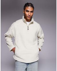 ASOS - Relaxed Funnel Neck Quarter Zip Fleece Sweatshirt - Lyst