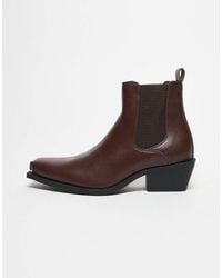 ASOS - Cuban Heel Western Chelsea Boots - Lyst