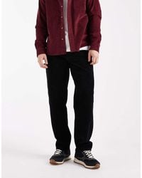ASOS - Pantalones Cargo Negros De Corte Recto De Pana De - Lyst