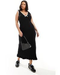 ASOS - Asos design curve - robe longue en point mousse à bords contrastants - noir et blanc - Lyst