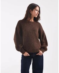ONLY - Pull en maille à col rond en foncé - Lyst