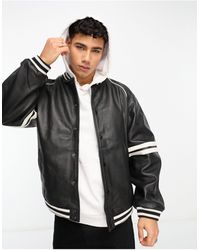 Bolongaro Trevor - Textured Leather Baseball Jacket - Lyst