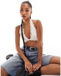 Free People - Lace Scallop Edge Halter Bralet - Lyst